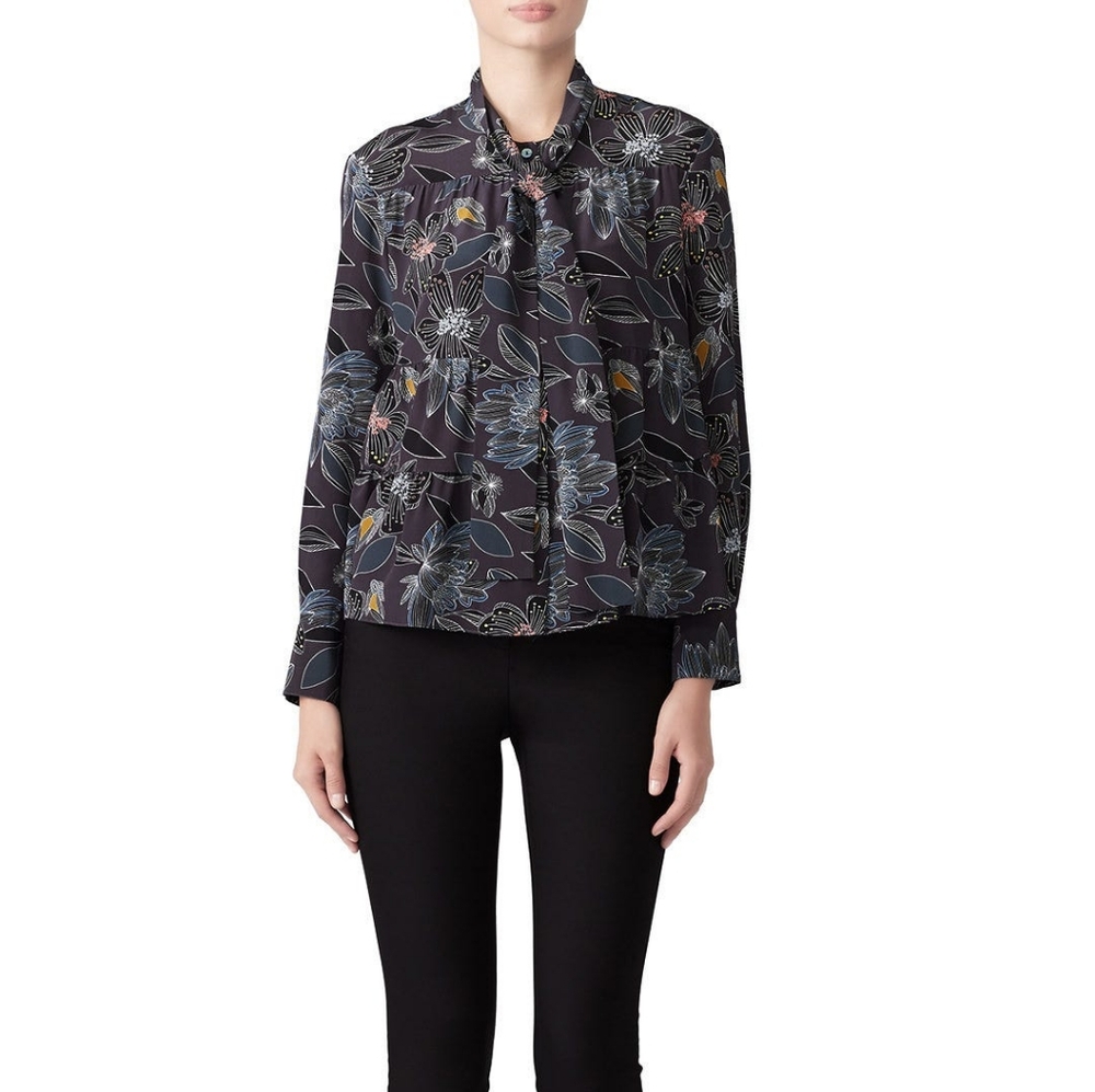 Becken Silk tiered floral blouse size 4